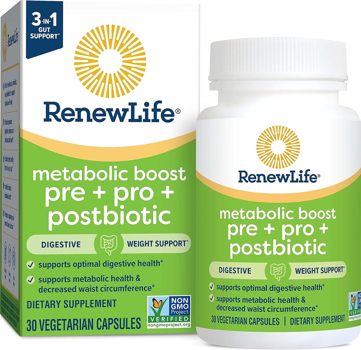 Renew Life Metabolic Boost Pre + Pro + Postbiotic, 30 capsules Brand