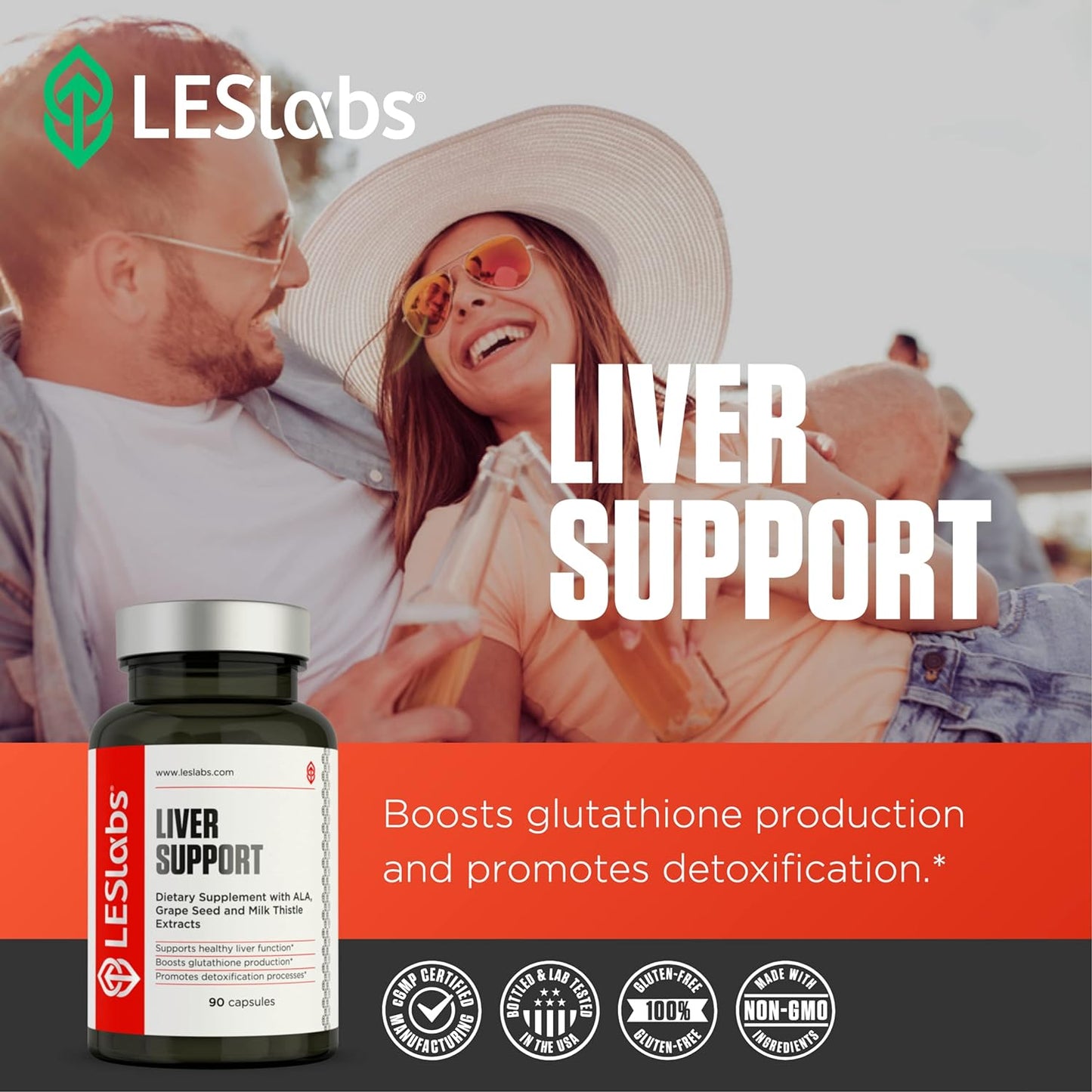 LES Labs Liver Support Glutathione Production & Detoxification – Milk Thistle,90 Capsules