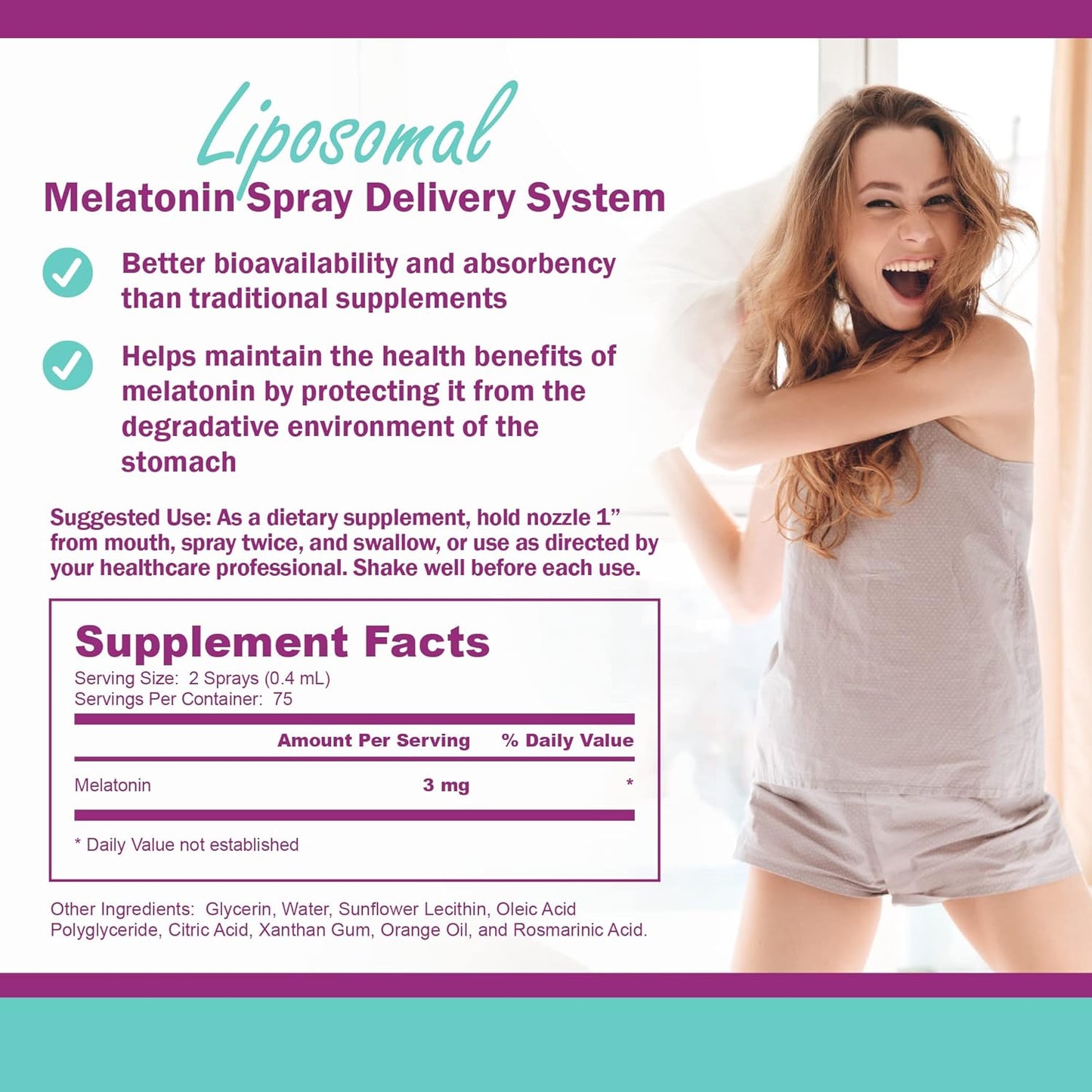 Liposomal Liquid Melatonin Spray - 3mg of Liquid Melatonin for Kids and Adults