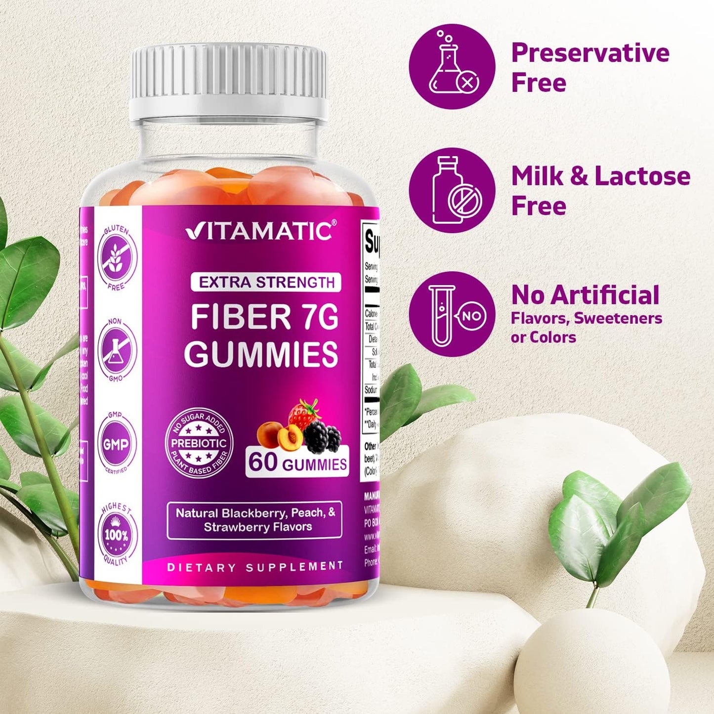 Vitamatic Prebiotic Fiber  60 Gummies for Adults