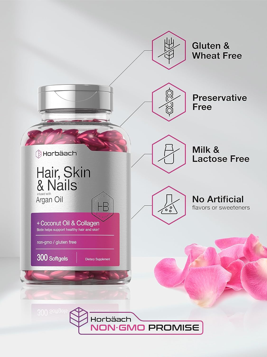 Hair Skin and Nails Vitamins | 300 Softgels