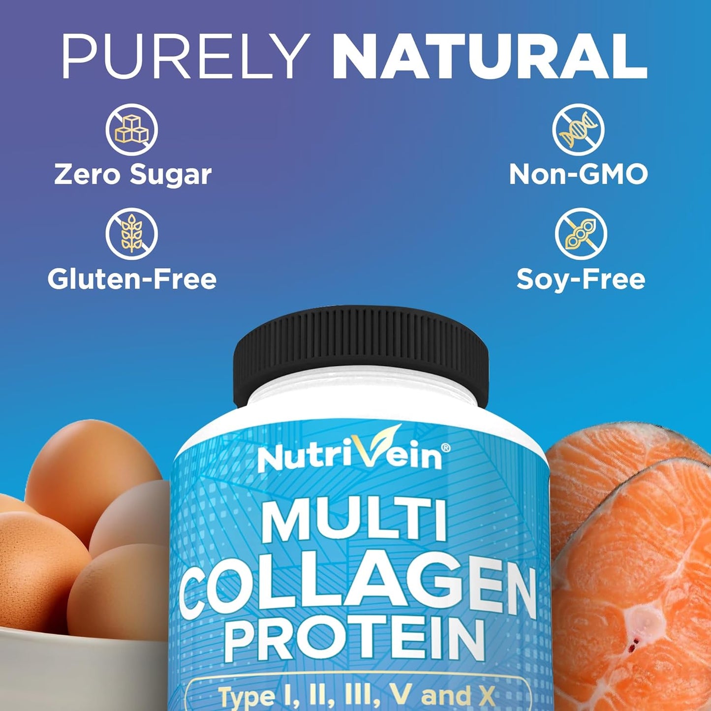 Nutrivein Multi Collagen Pills 2250mg - 180 Collagen Capsules