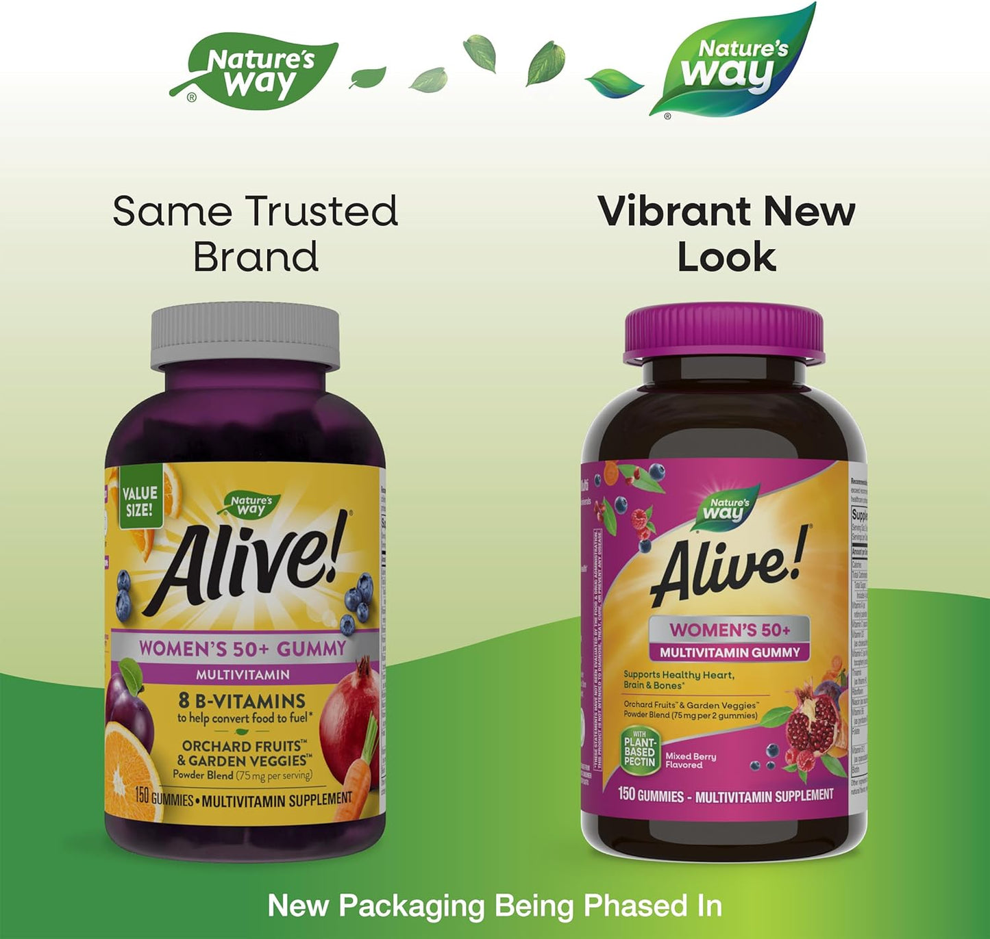 Nature's Way Alive! Women’s 50+ Daily Gummy Multivitamins, Supports Healthy Heart, Brain & Bones, Mixed Berry Flavored, 150 Gummies