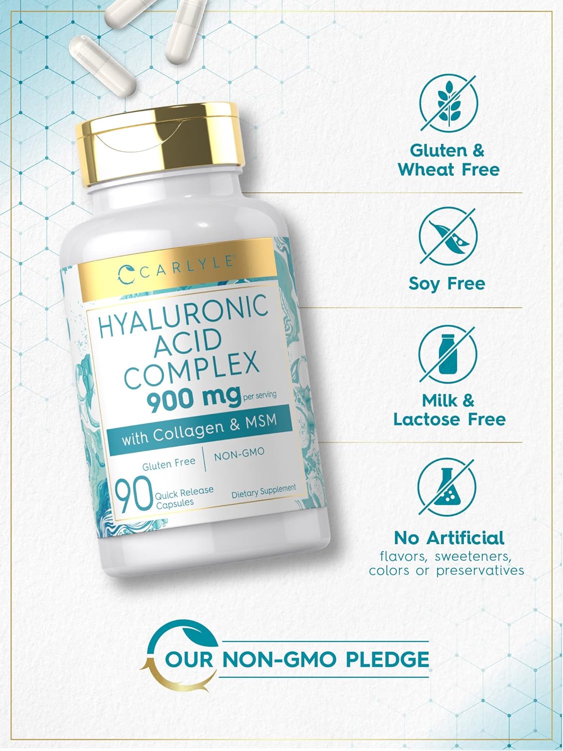 Carlyle Hyaluronic Acid with Collagen 900mg 90 Capsules