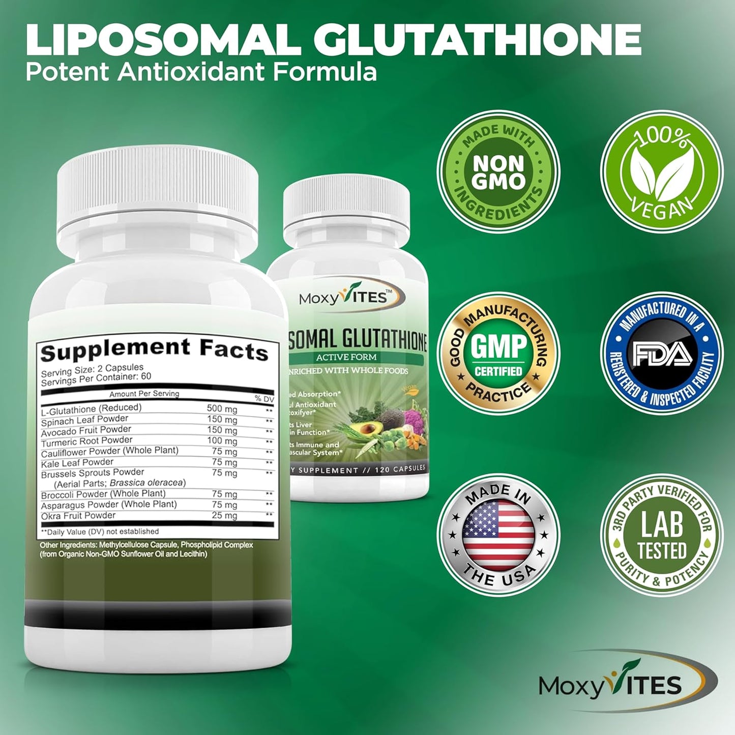 Liposomal Glutathione Supplement 500mg  120 Count