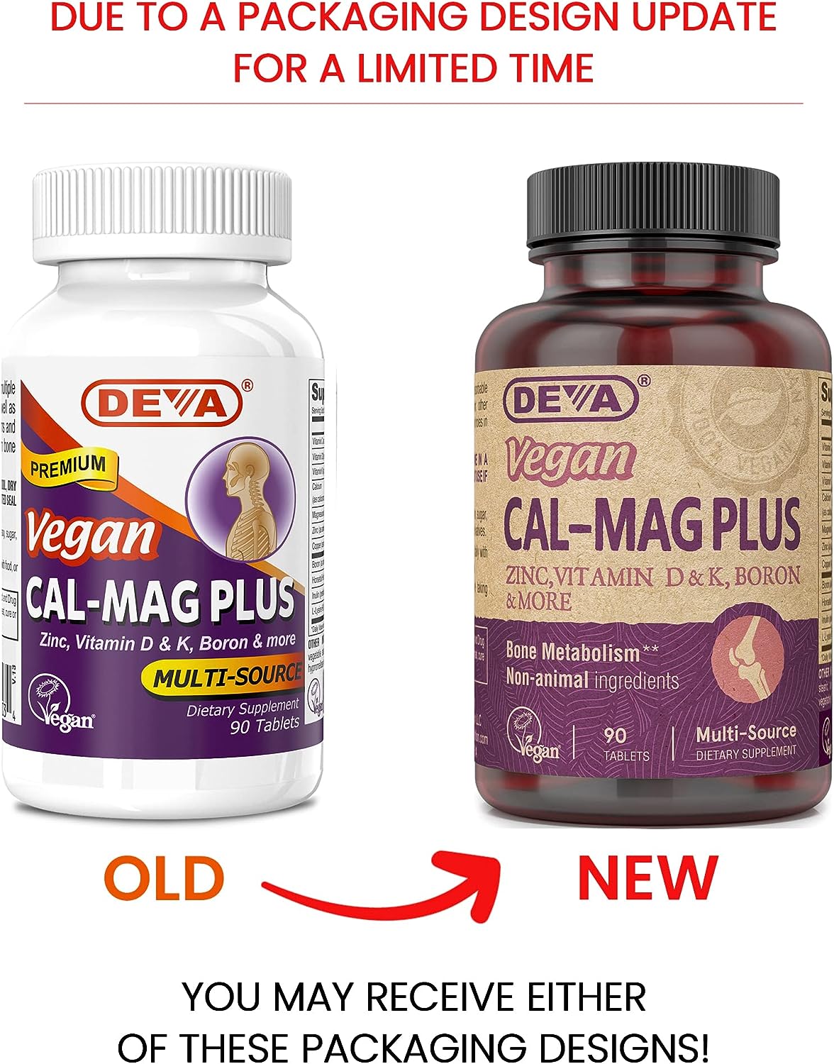 Deva Vegan Vitamins Cal-Mag Plus Tablet, 90 Count