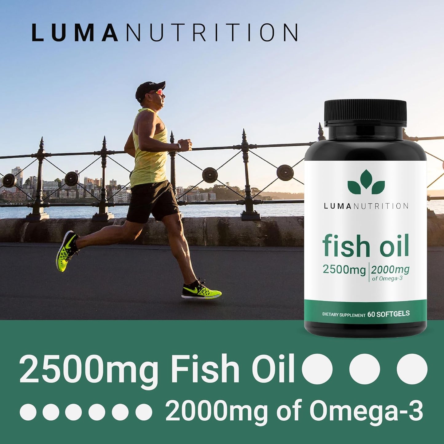 Luma Nutrition Omega 3 Fish Oil Supplement - Extra Strength 2500mg - 60 sofolegts