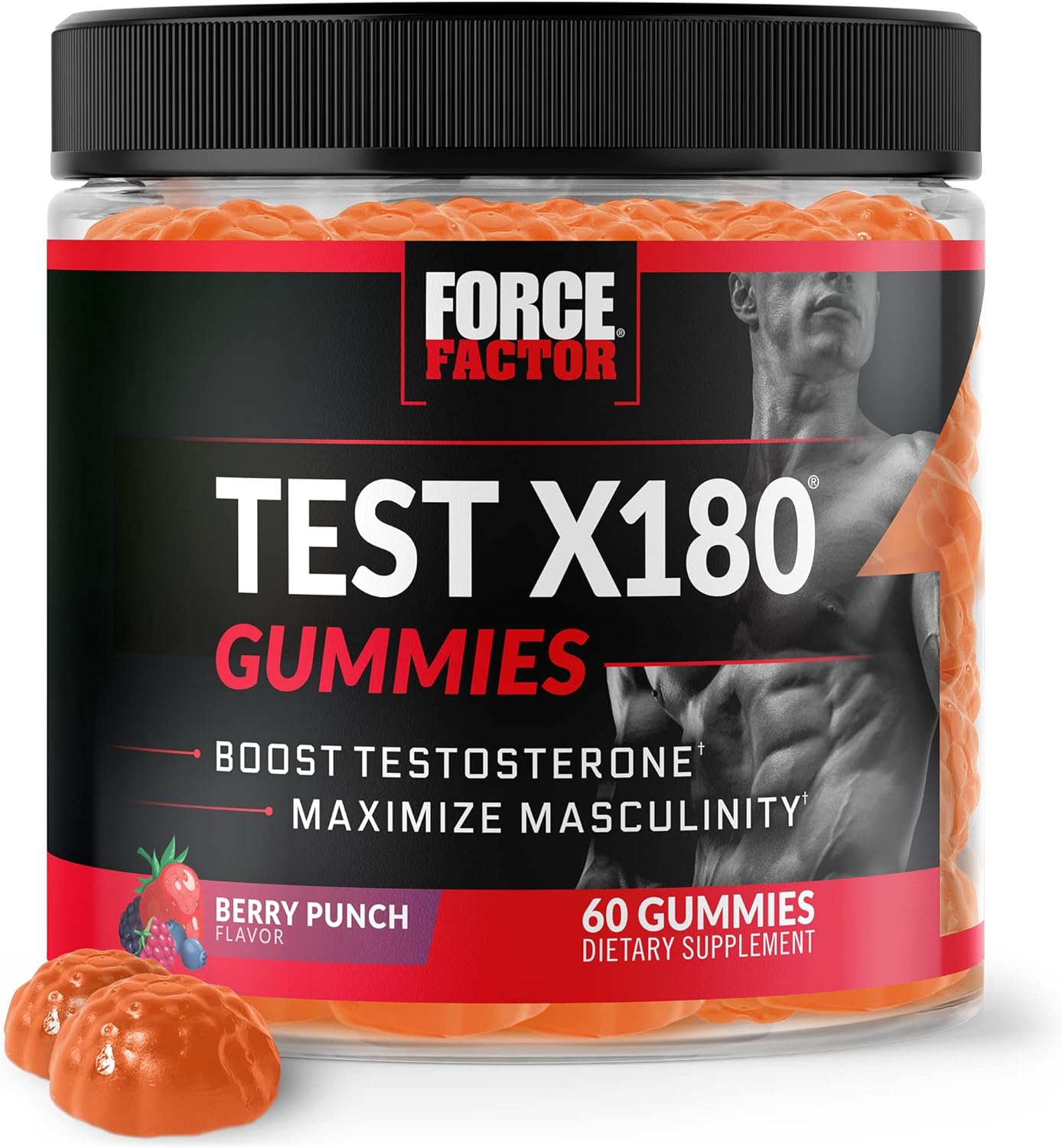 Force Factor Test X180 Gummies Testosterone Booster for Men 60 Gummies