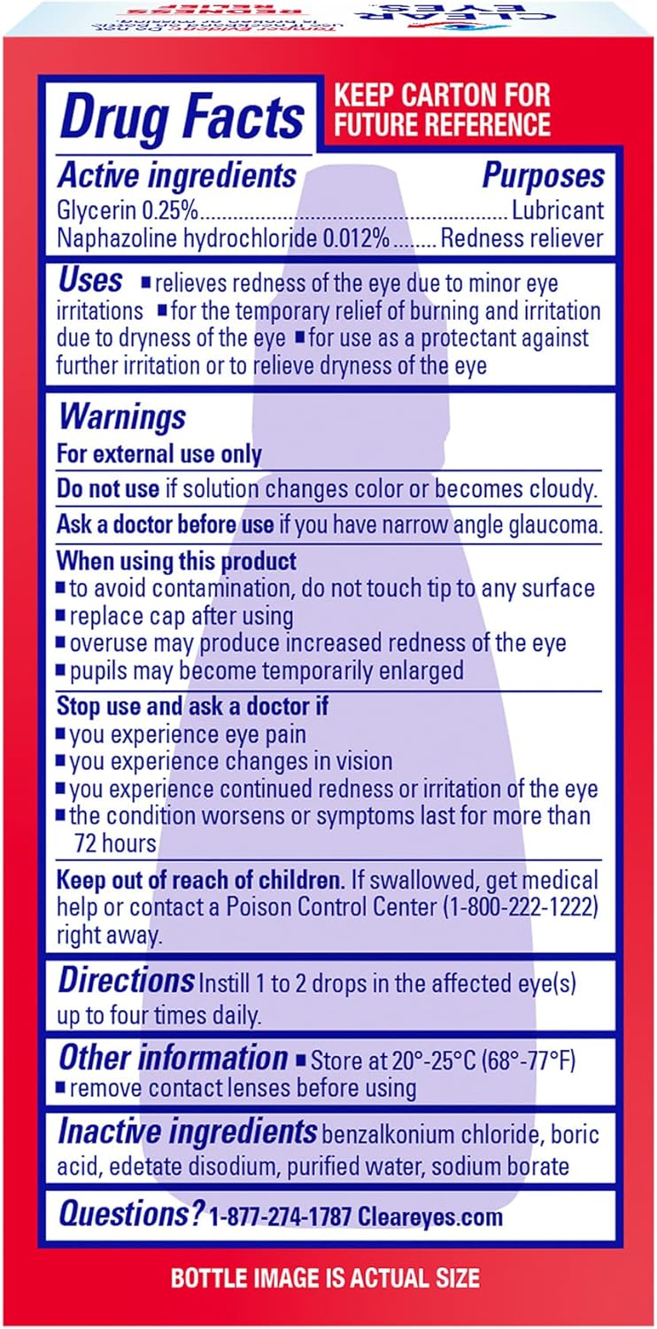 Clear Eyes Redness Eye Relief Eye Drops, 0.5 Fl Oz, Pack of 3