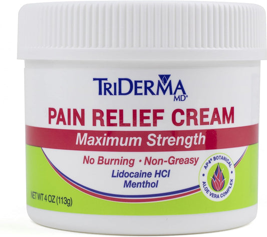 TriDerma Pain Relief Cream Maximum Strength for Heel and Foot Pain, 4 oz