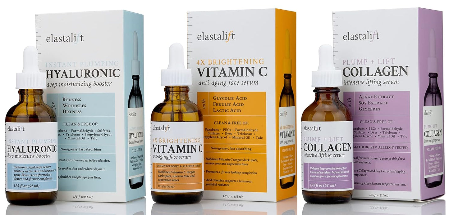 Elastalift Anti Aging Facial Skin Care Set Collagen Serum, Illuminating Vitamin C