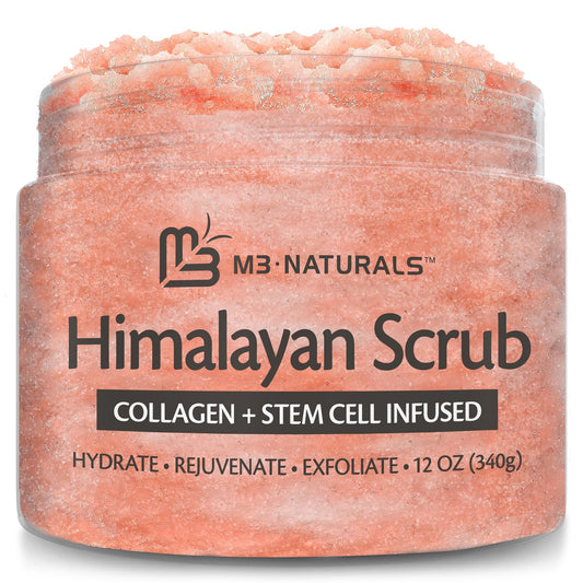 Himalayan Salt Scrub Face Foot & Body Exfoliator Infused with Collagen and Stem Cell