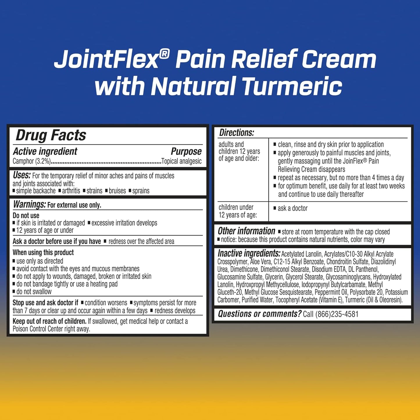 Pain Relief Cream With Turmeric, Arthritis Pain Relief, Joint Pain Relief,3 Ounce Tube