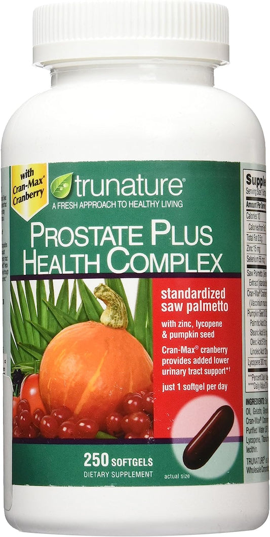 TruNature Prostate Plus Health Complex - Saw Palmetto with Zinc, Lycopene, Pumpkin Seed - 250 Softgels