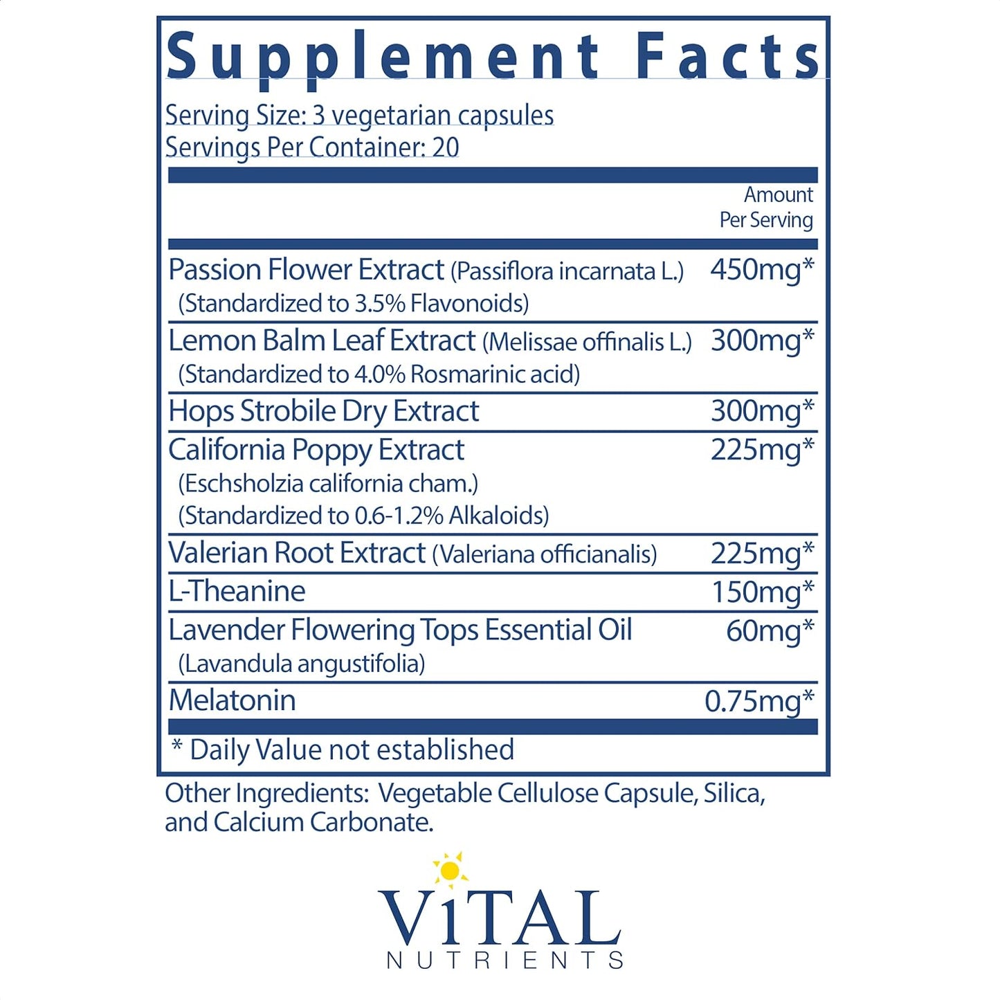 Vital Nutrients Sleep Aide 60 Vegetarian Capsules