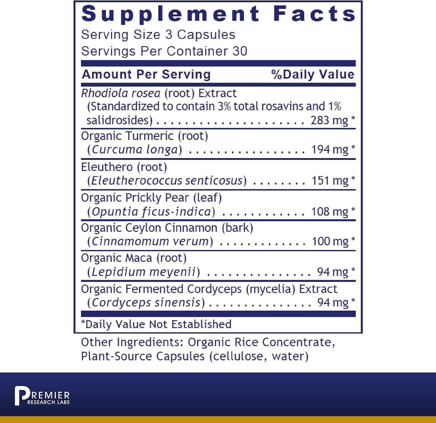 Premier Research Labs Adaptogen-R3: Adaptogen Supplements- 90 Vegetarian Capsules