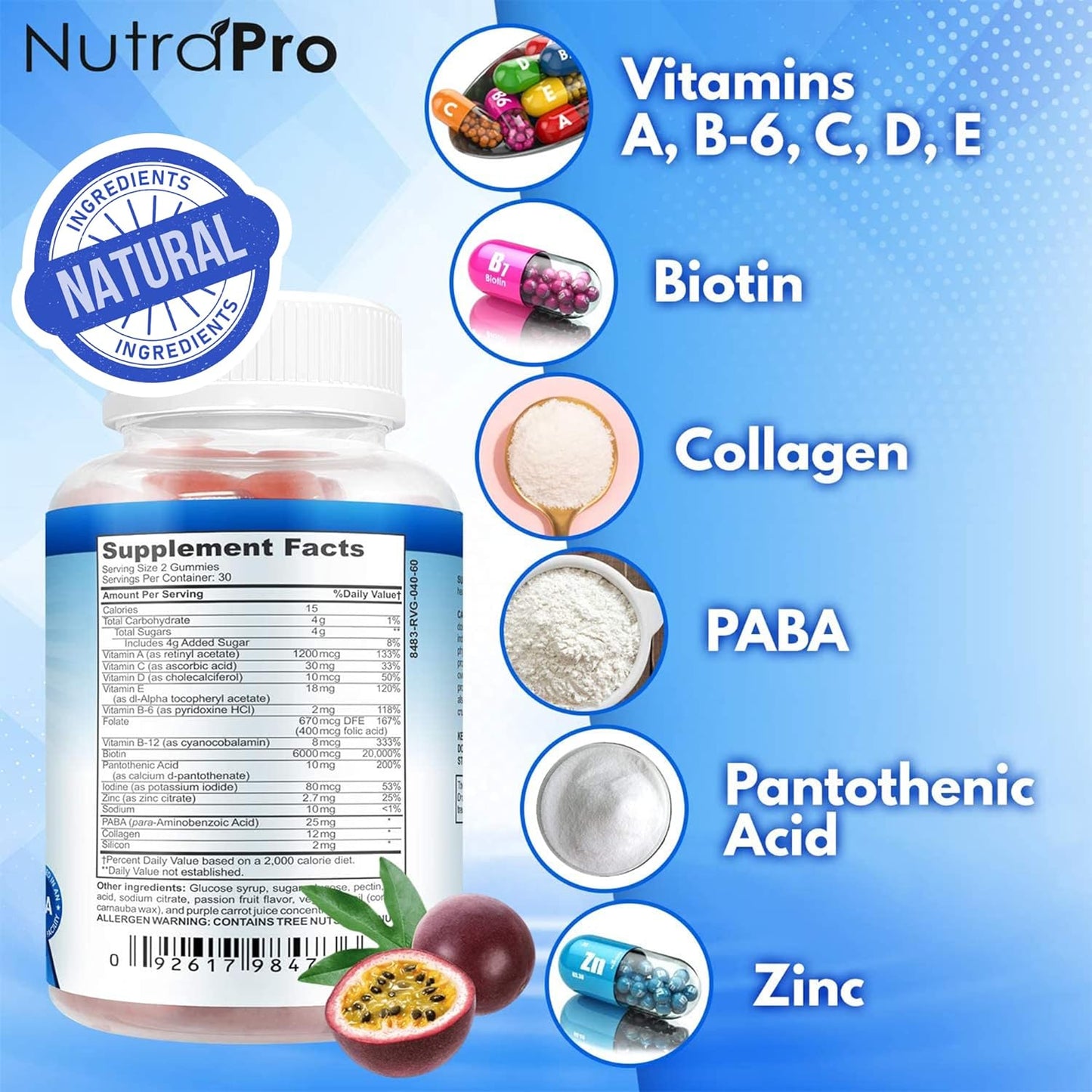 NutraPro Nail Growth Vitamins for Stronger Nail -60 gummies