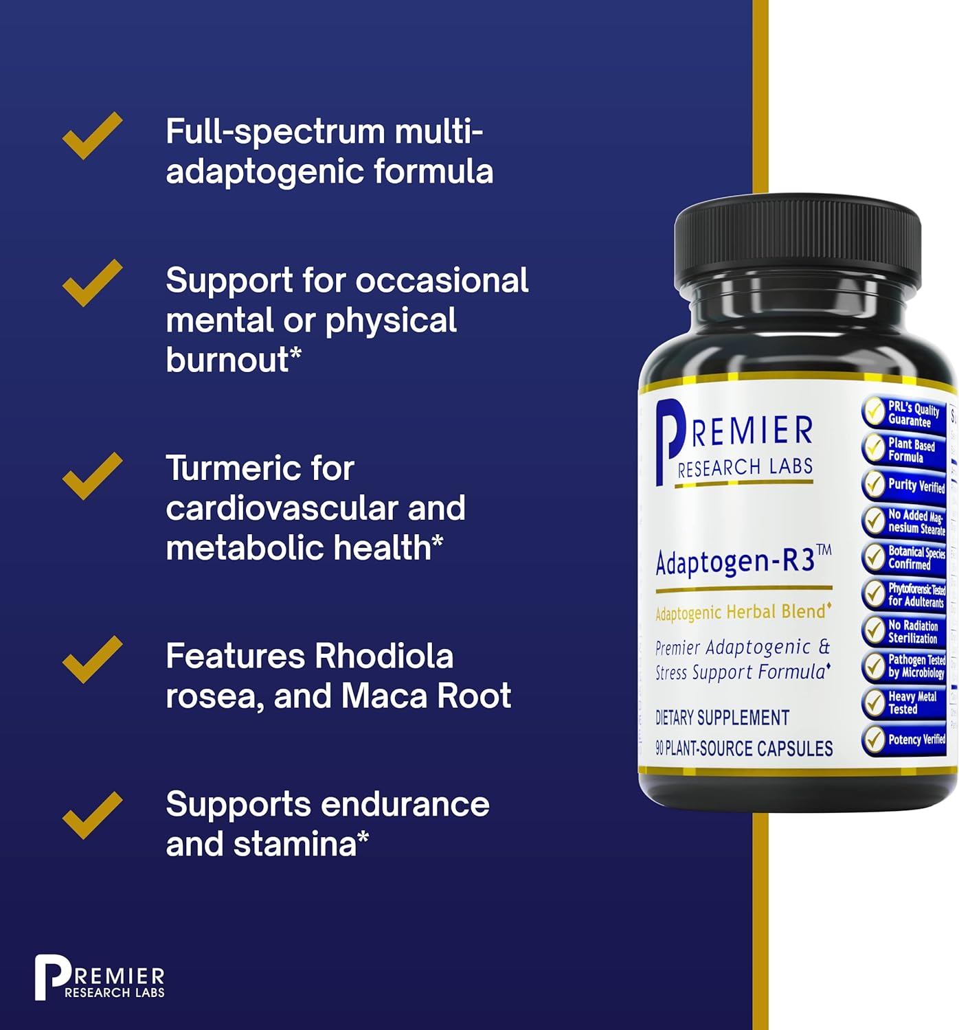 Premier Research Labs Adaptogen-R3: Adaptogen Supplements- 90 Vegetarian Capsules