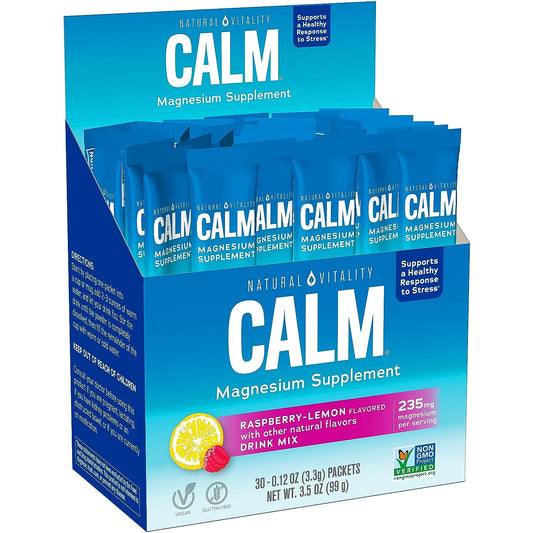 Natural Vitality Calm, Anti-Stress Drink Mix Powder - Gluten Free,30 Packets