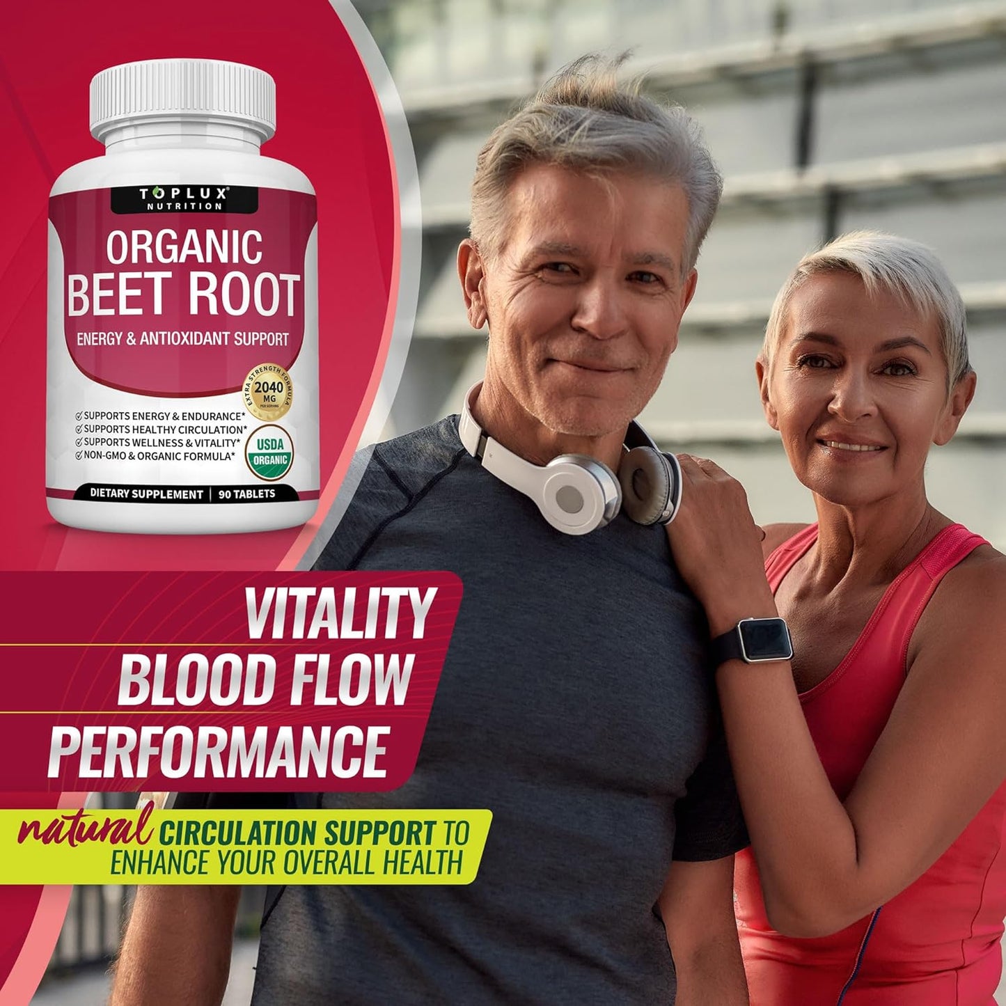 Organic Beet Root Powder Natural Nitric Oxide Beets  90 Tablets