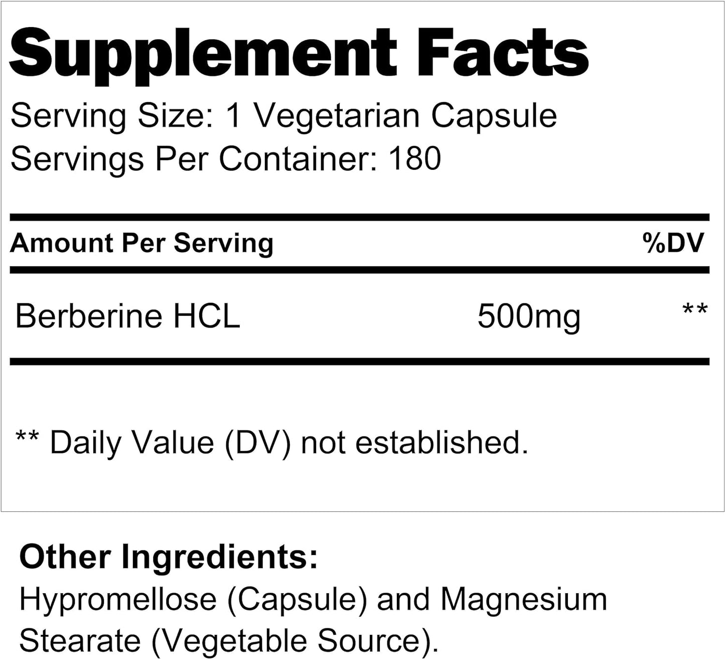 LongLifeNutri Berberine Supplement  180 Vegetarian Capsules