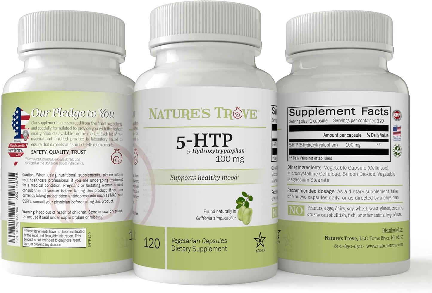 Nature's Trove 5-HTP 100mg 120 Vegetarian Capsules