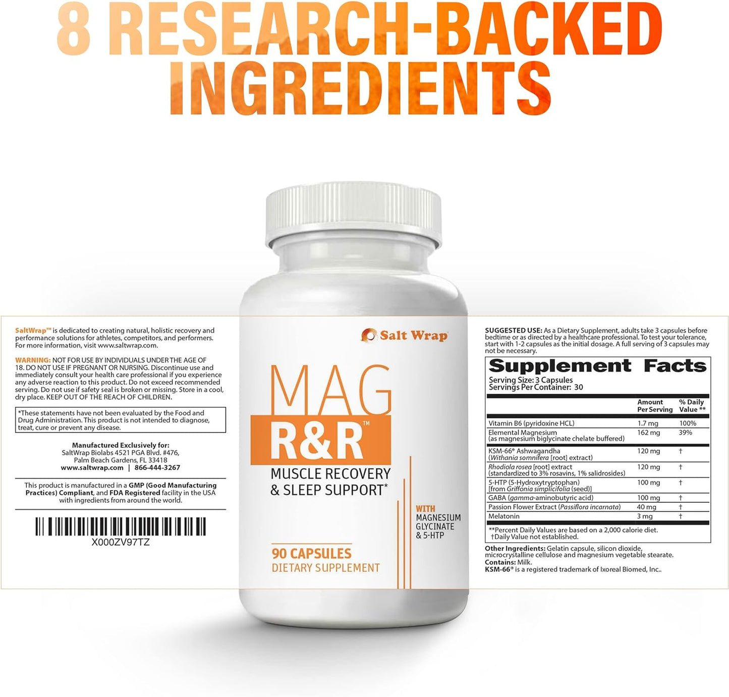 SaltWrap Mag R&R - Nighttime Muscle Cramps Support,90 Capsules