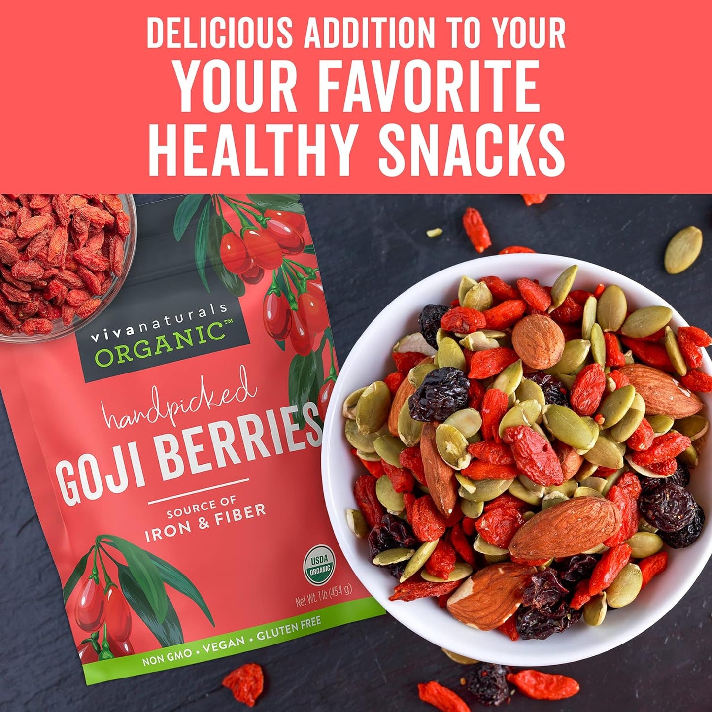 Organic Dried Goji Berries Teas and Healthy Snacks for Adults (1 lb)