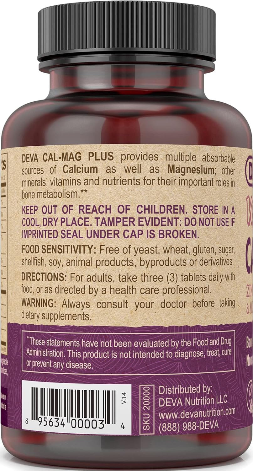 Deva Vegan Vitamins Cal-Mag Plus Tablet, 90 Count