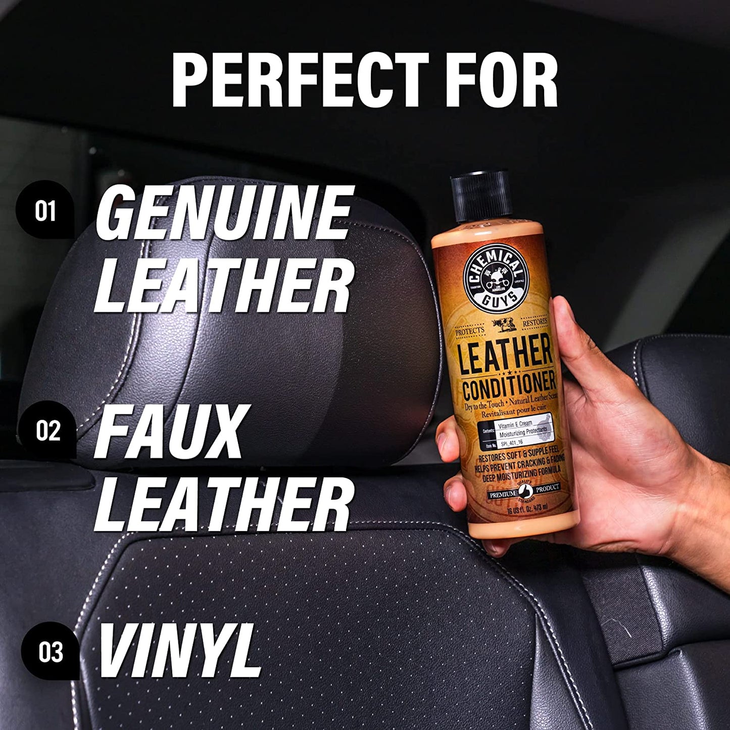 Chemical Guys SPI_109_16 Leather Cleaner and Leather Conditioner Kit for Use on Leather Apparel, Furniture, Car Interiors, Shoes, Boots, Bags & More (2 - 16 Oz Bottles)