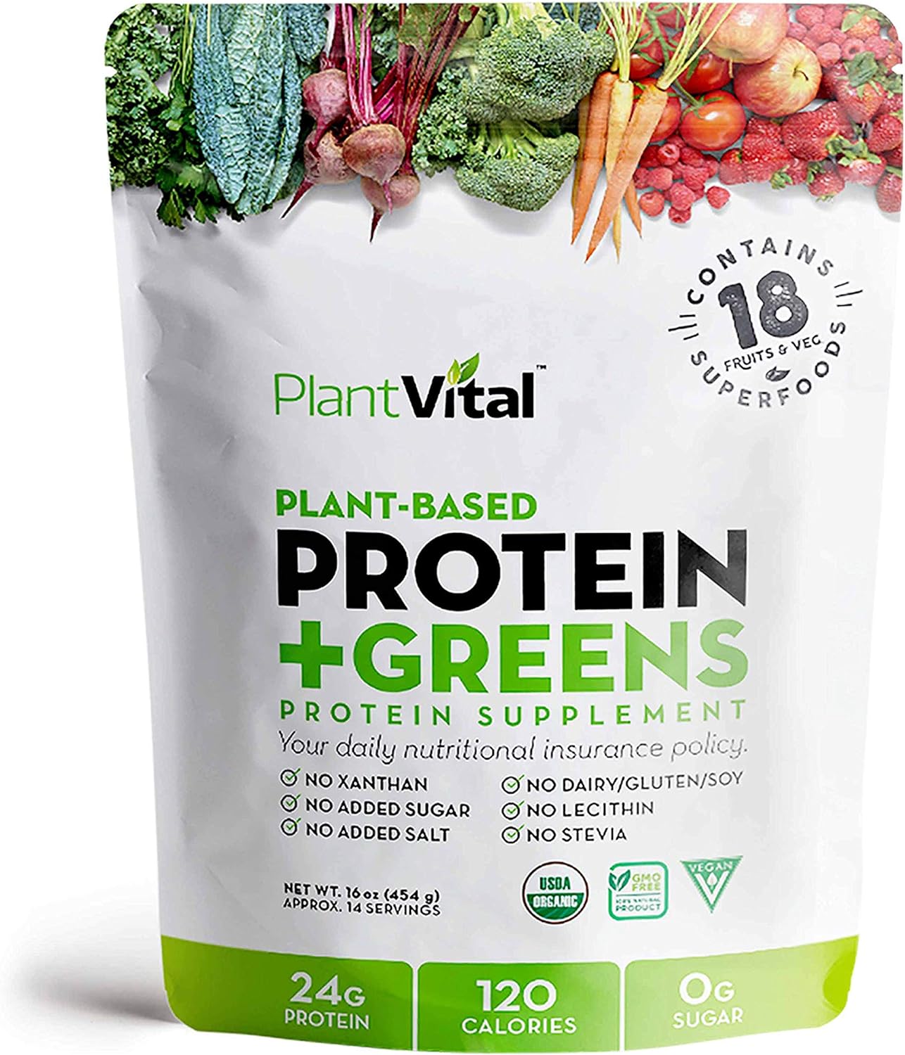 Plantvital Unflavored Organic Vegan Protein Powder