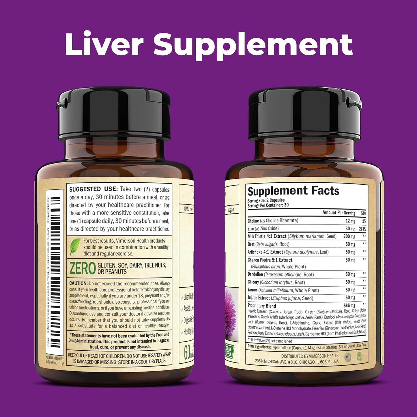 Liver Cleanse Detox & Repair - Artichoke Extract Liver Health Formula 60 pills