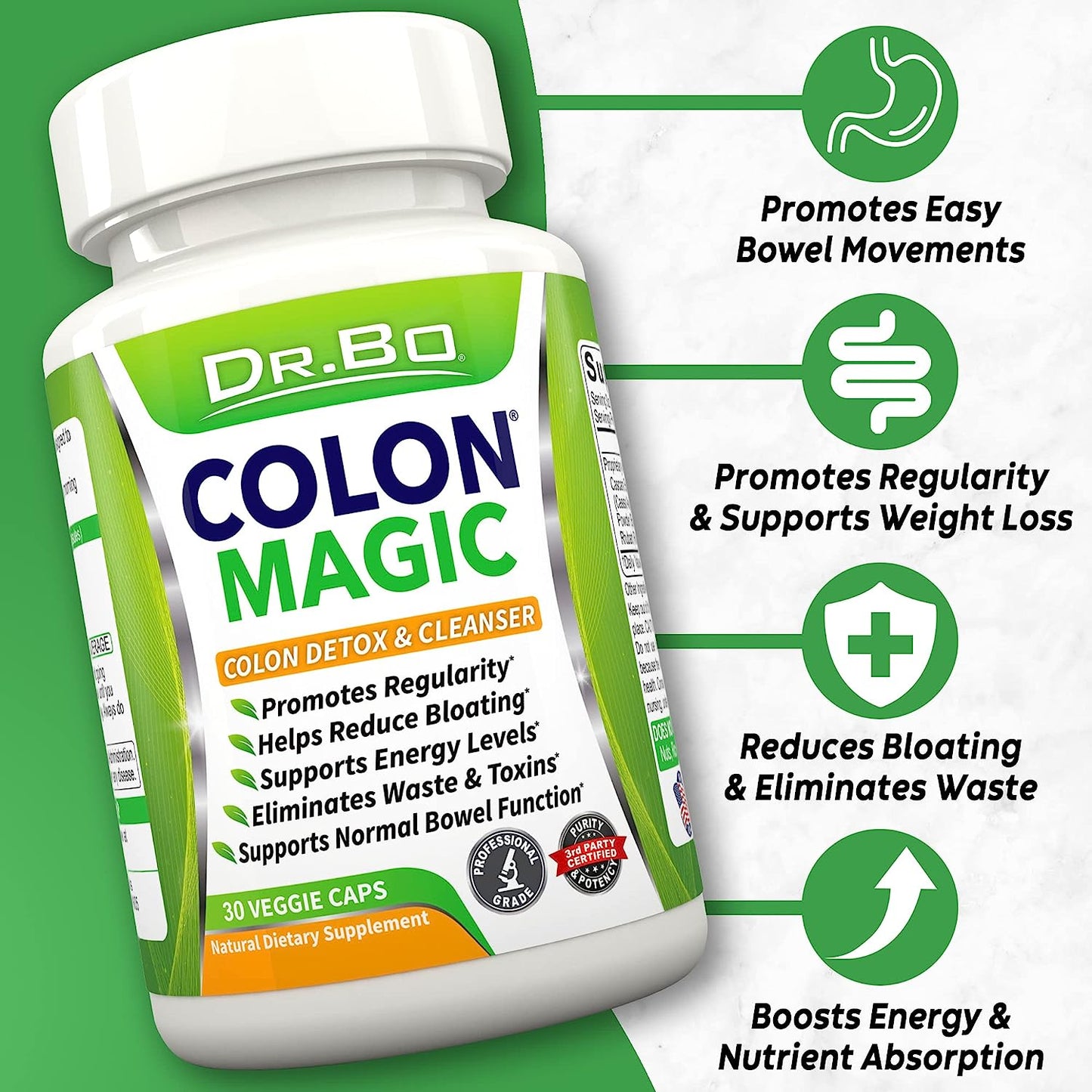 Colon Cleanse Detox Formula - Natural Bowel Cleanser Pills - 30 capsules