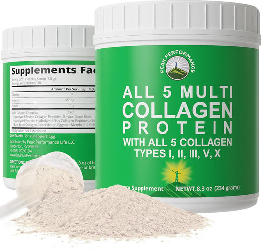 Peak Performance All 5 Multi-Collagen Protein  Contains All Types I, II, III,V,X