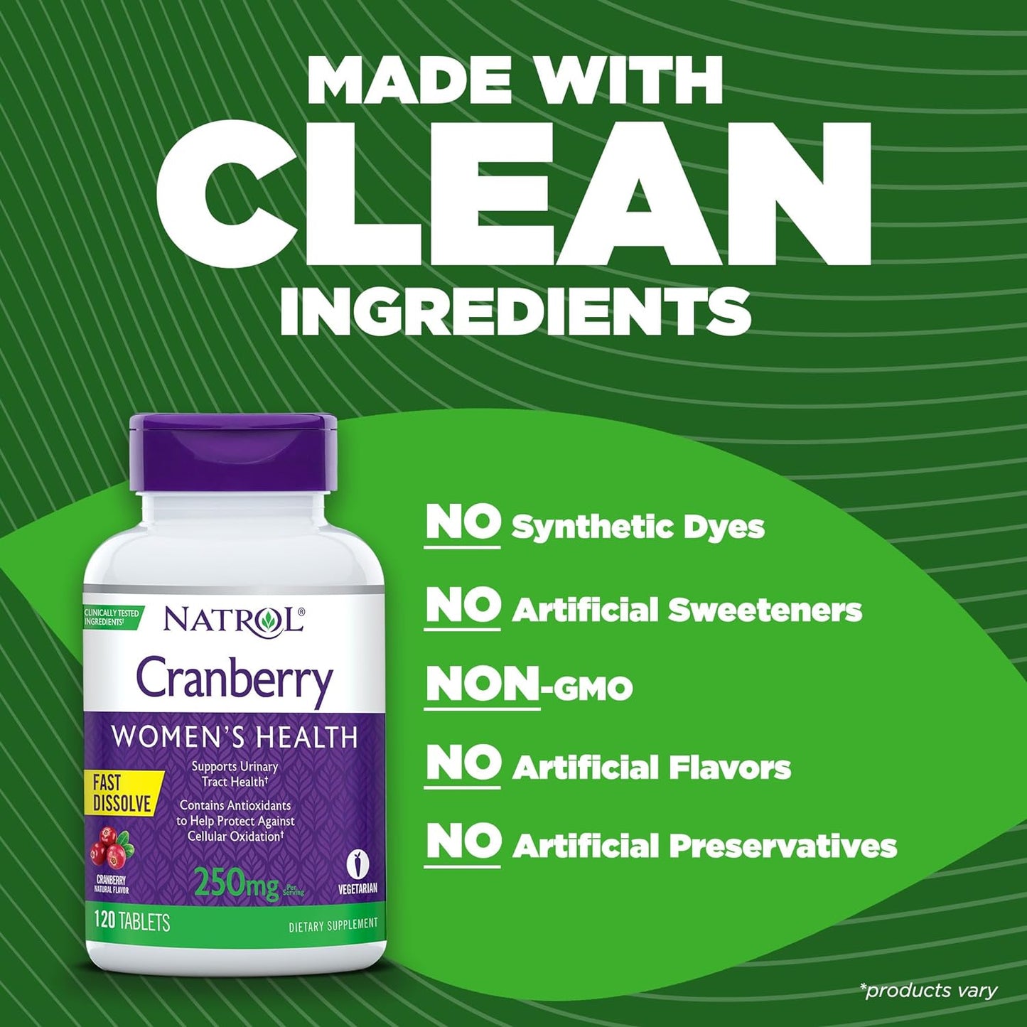 Natrol Cranberry Fast Dissolve Tablets, 250mg, Cranberry, 120 Count