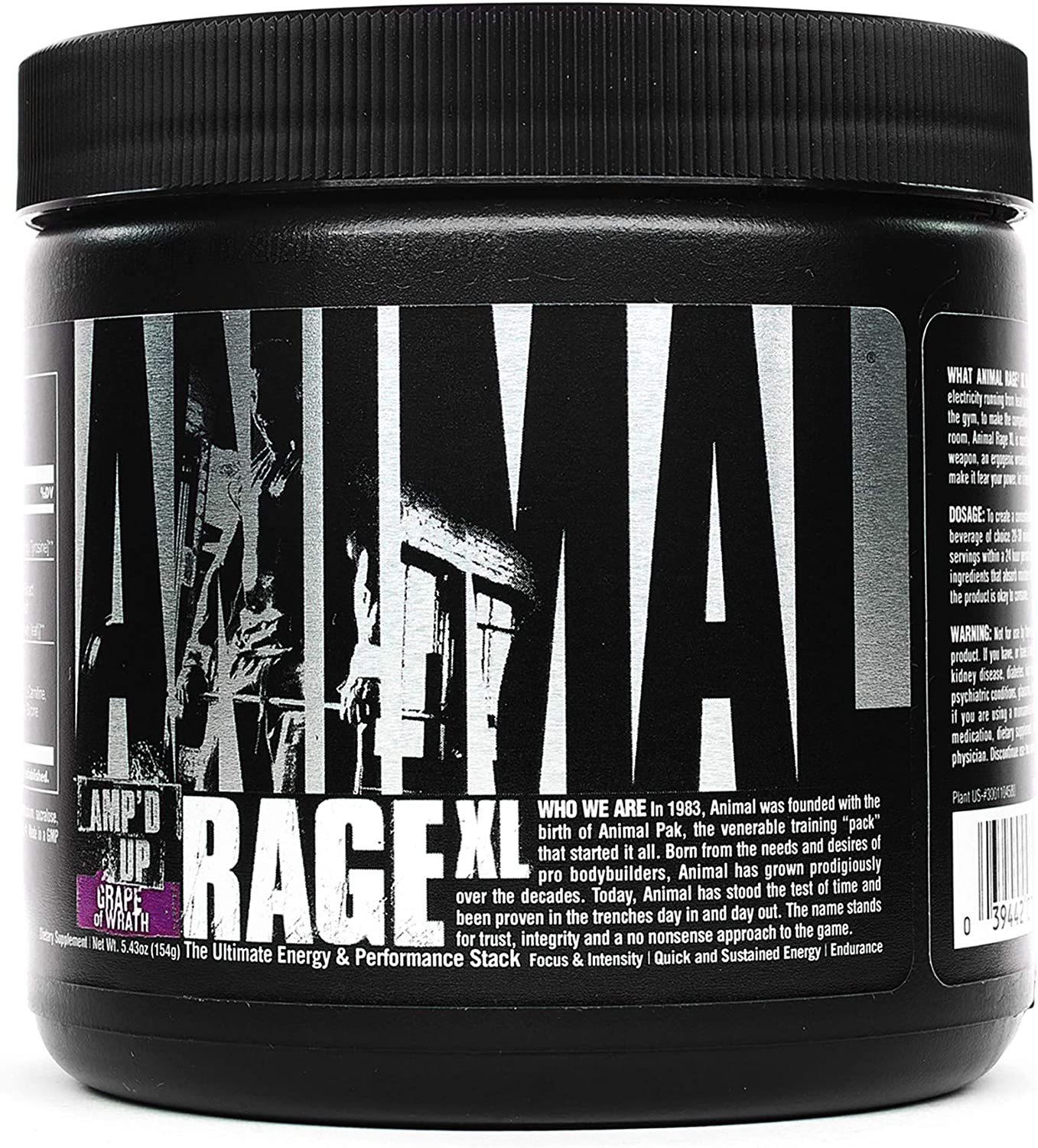 Animal Rage XL - Pre Workout Ultimate Energy and Performance Stack, Grape of Wrath, 30 (AM26)