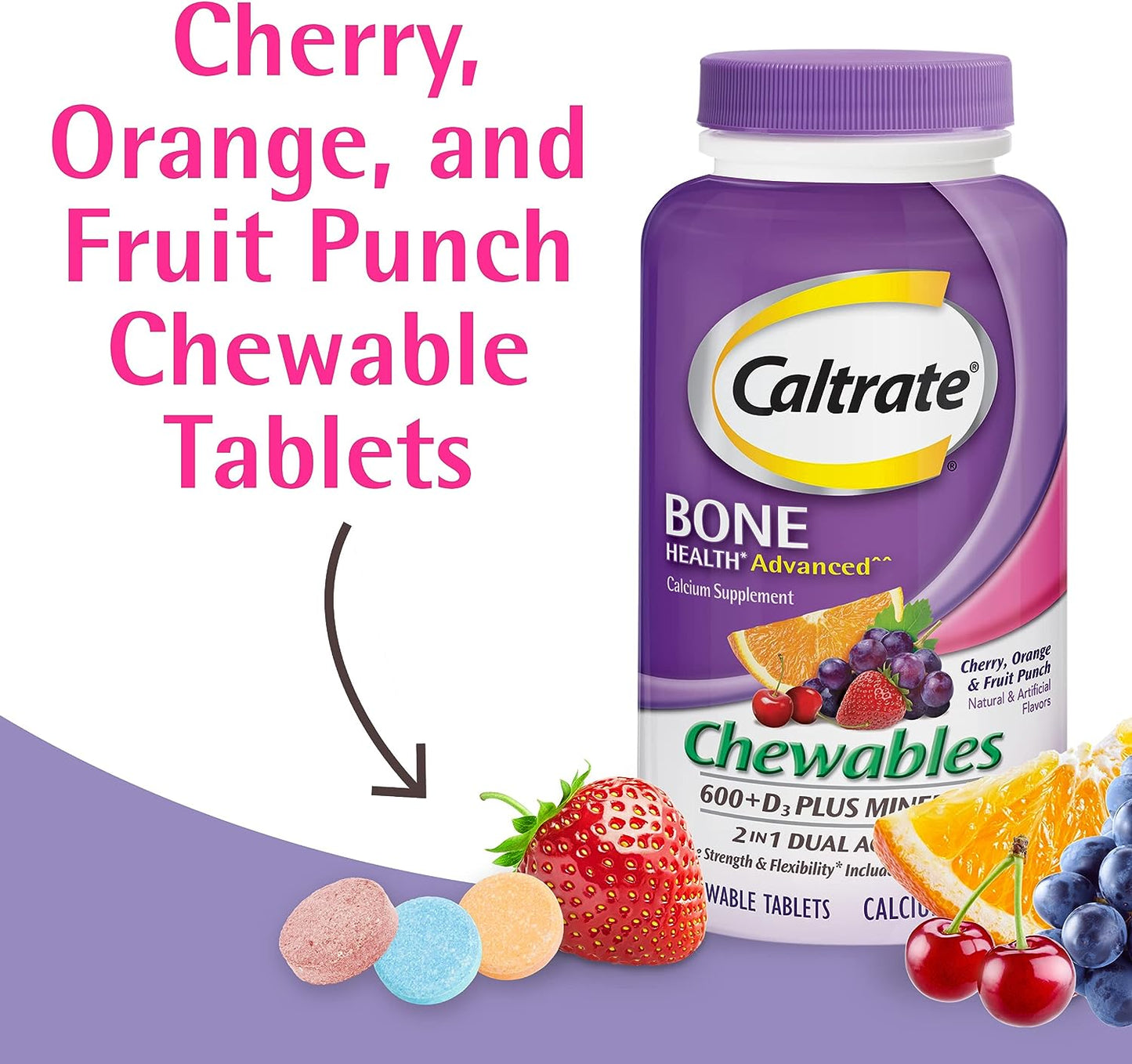 Caltrate Chewables 600 Plus D3 Plus Minerals Calcium Vitamin D 155 Count