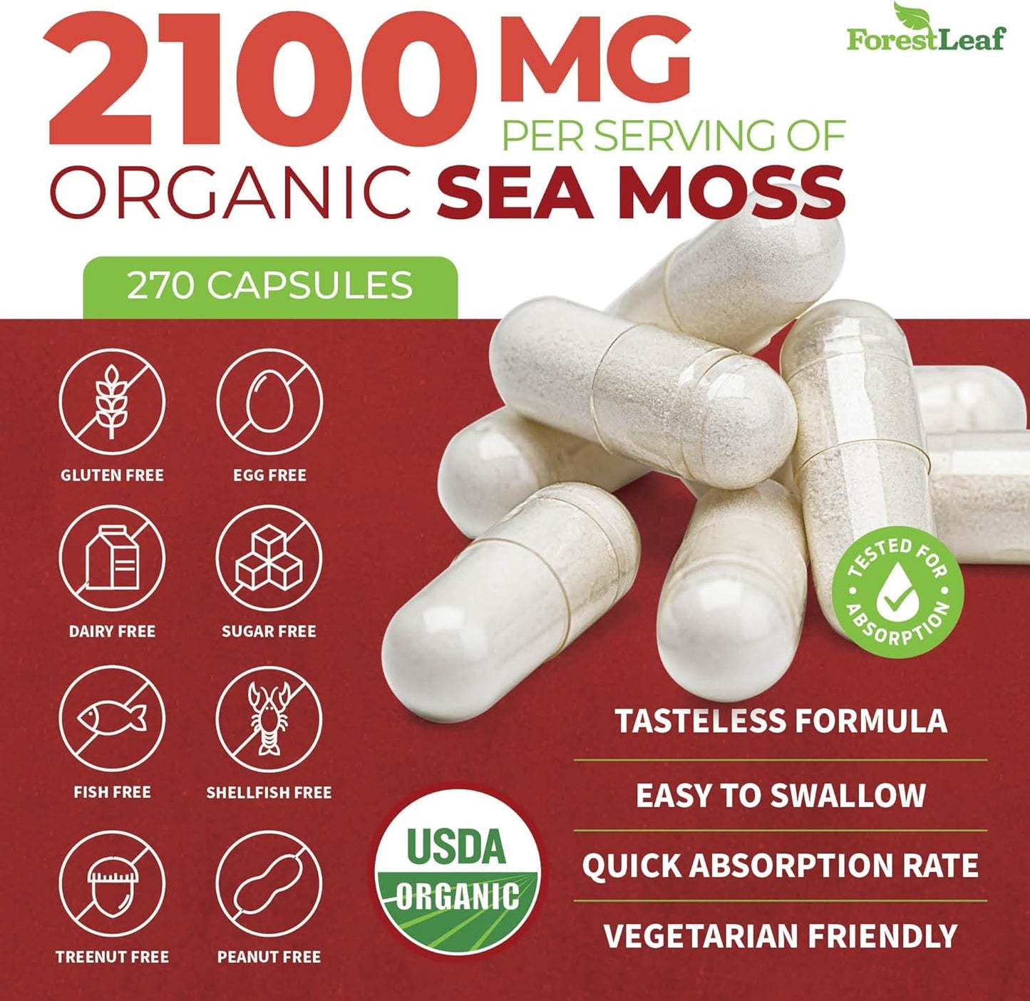 Organic Irish Sea Moss with Bladderwrack and Burdock Root - 90 count