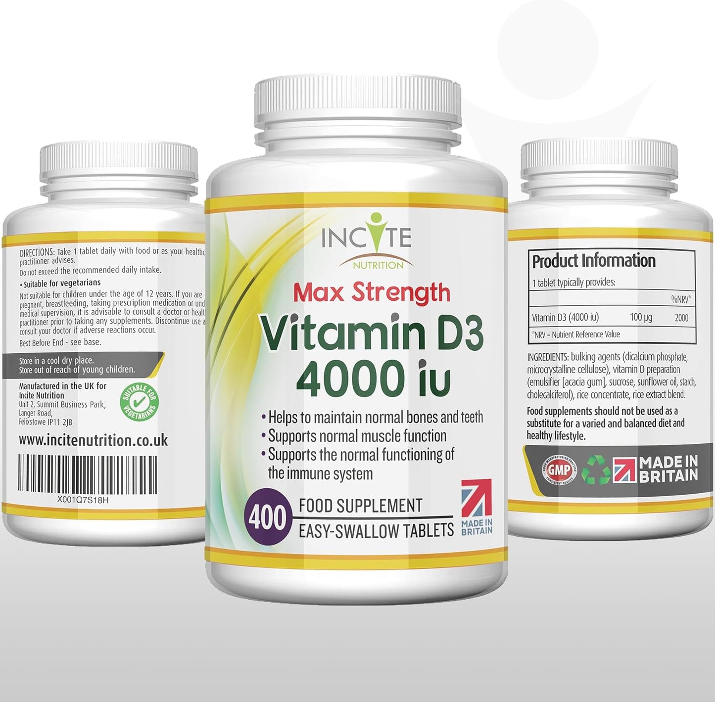 Vitamin D 4000iu - 400 Premium Vitamin D3 Easy-Swallow Micro 400 Tablets