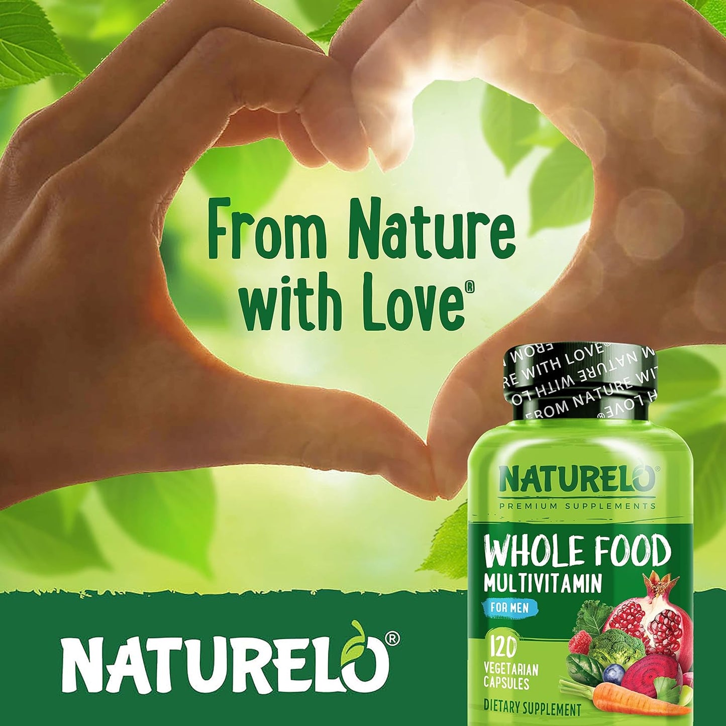 NATURELO Whole Food Multivitamin for Men - 120 Vegan Capsules