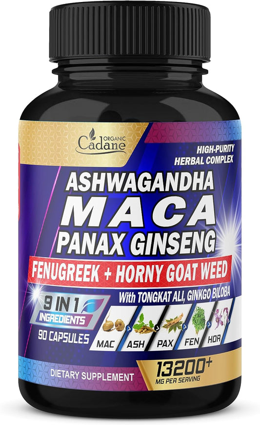 Maca Root  Ashwagandha Panax Ginseng  Supplement - 90 Capsules