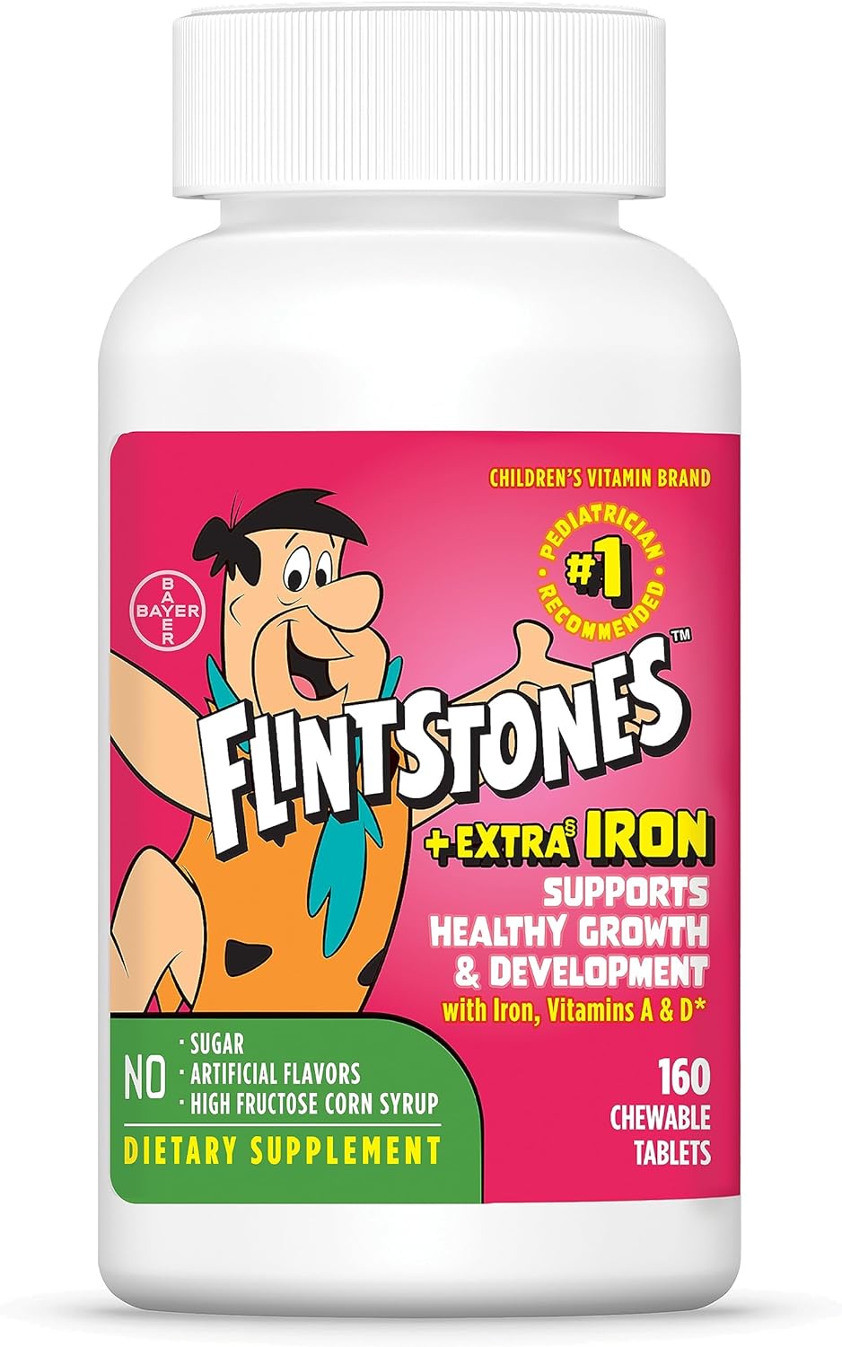 Flintstones Vitamins Chewable Kids Multivitamin with + Extra Iron 160 Count