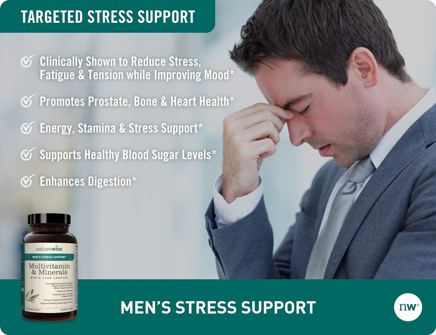 NatureWise Multivitamin for Men's Daily Stress Support 60 Count