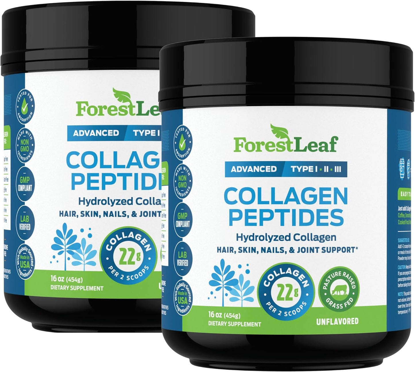 Collagen Peptides Powder Unflavored -Hydrolyzed Collagen Protein Powder Type 1, 2 & 3 16 oz