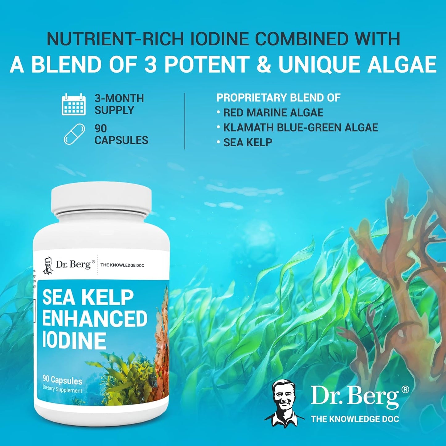 Dr. Berg's Sea Kelp Enhanced - Pure Healthy Thyroid 90 Capsules