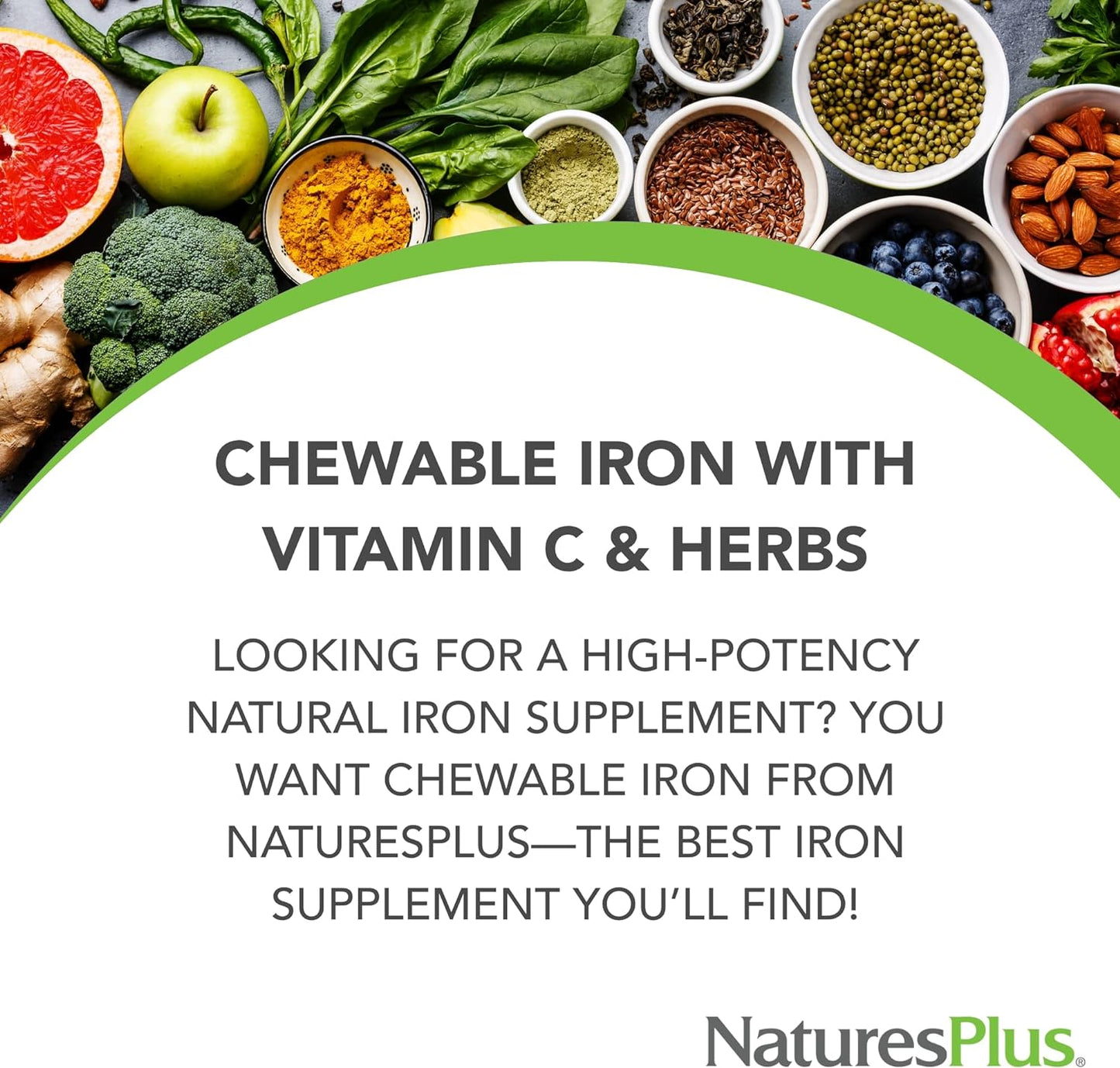 NaturesPlus Chewable Iron - 27 mg, 90 Chewable Tablets