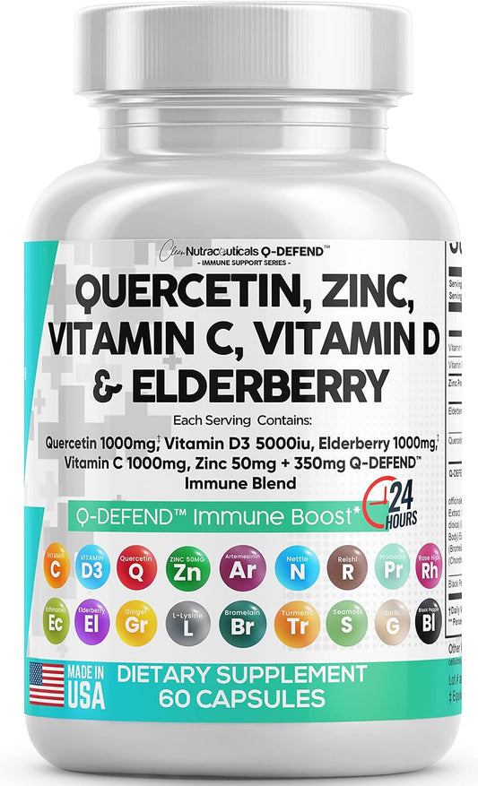 Quercetin Zinc  Vitamin C  Vitamin D  Bromelain Elderberry 60 capsules