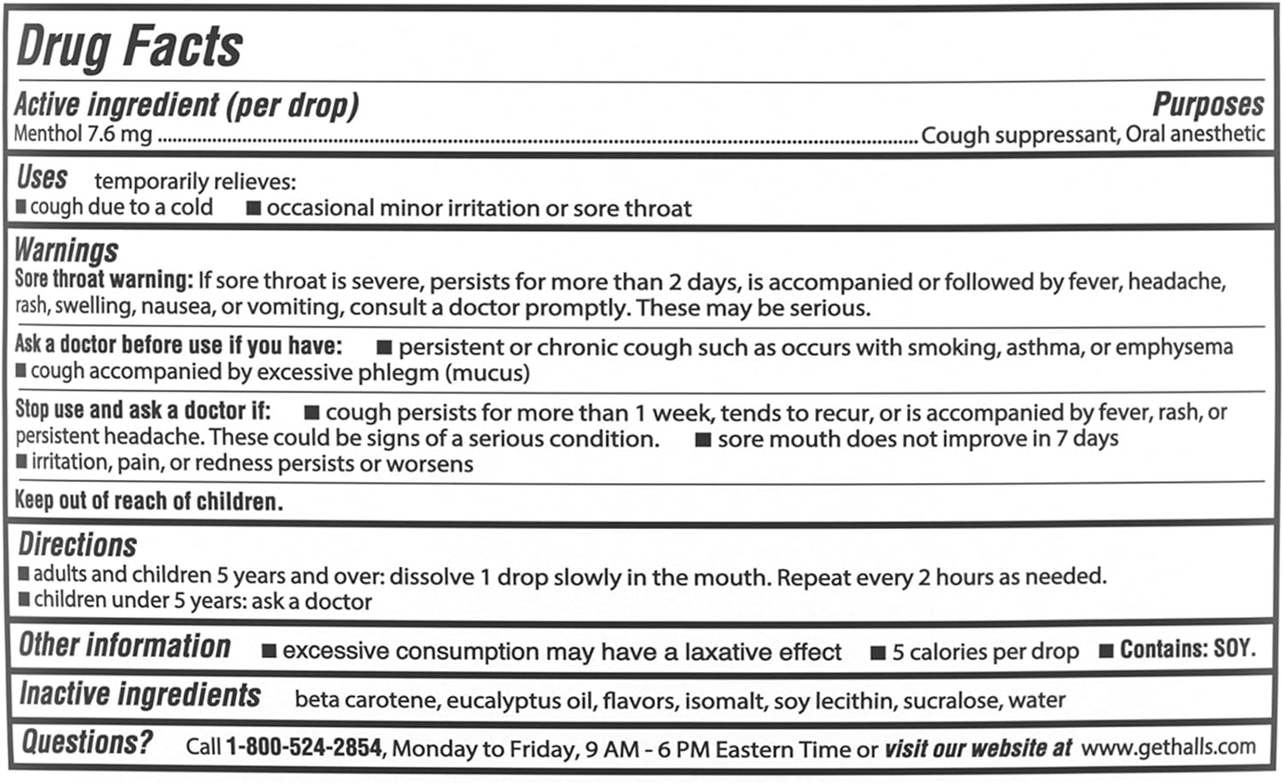 HALLS Relief Honey Lemon Sugar Free Cough 180 Drops