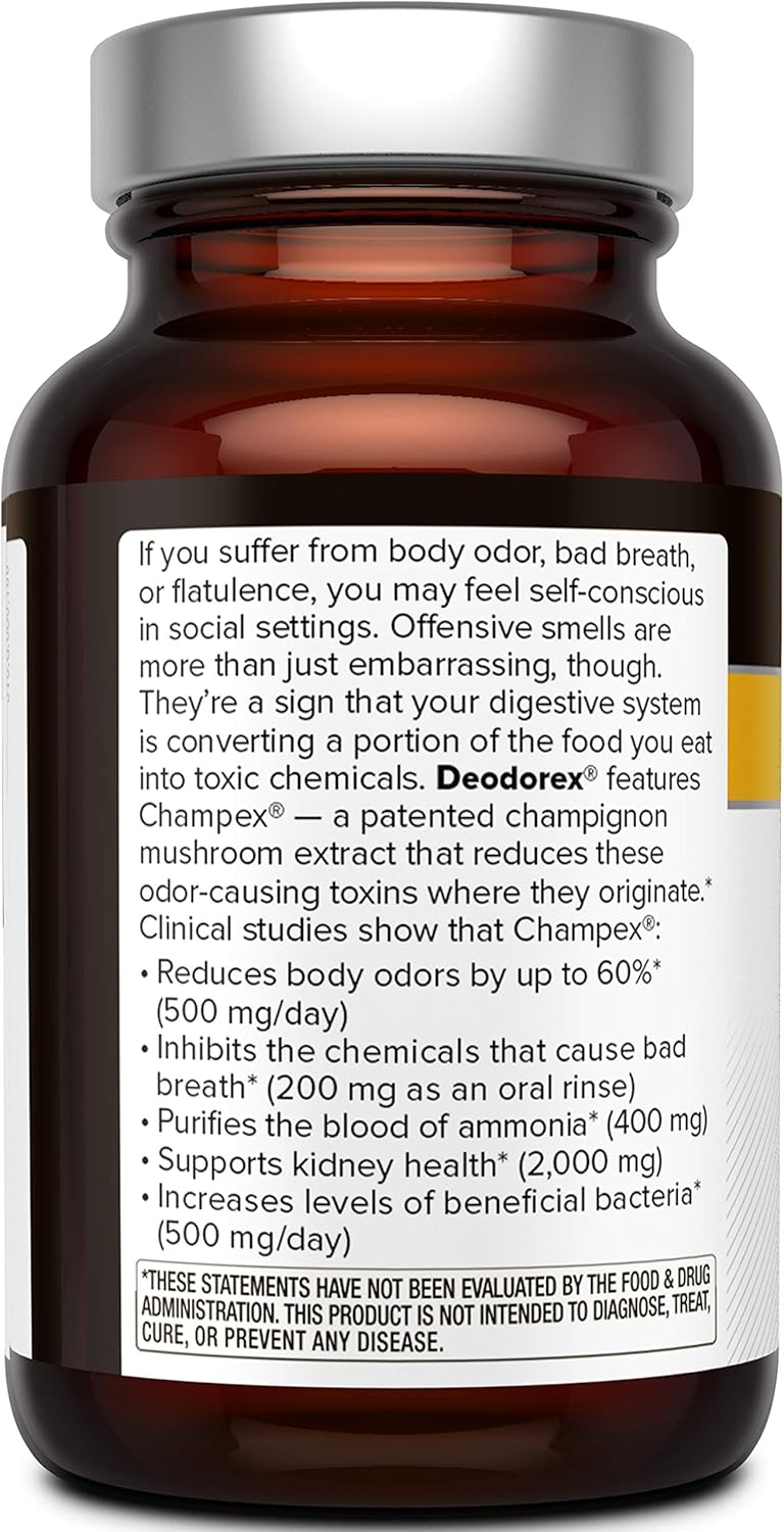 Quality of Life - Detoxification Support - Fight Bad Breath and Body Odor - Deodorex - 60 Vegicaps