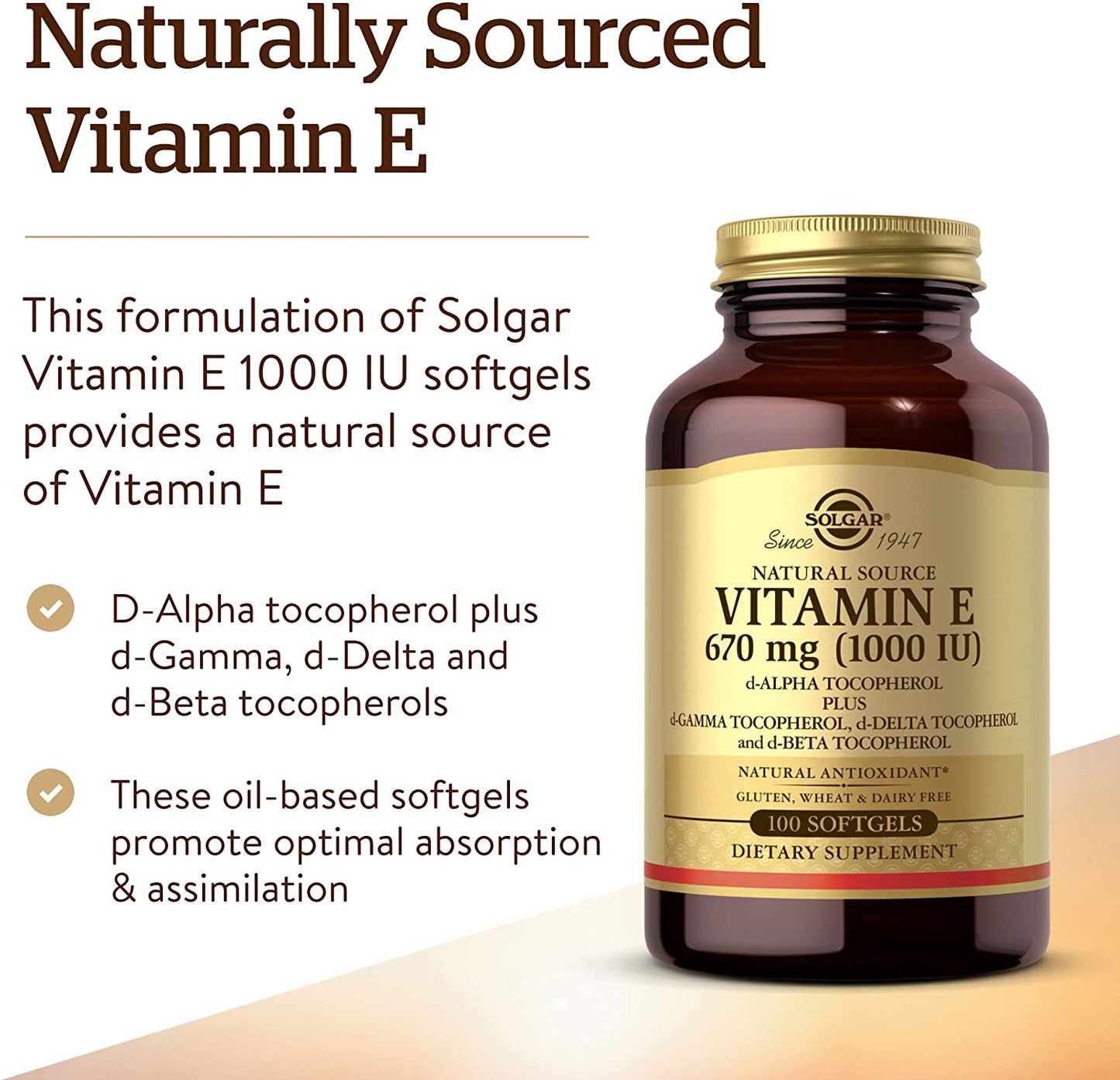 Solgar Vitamin E 670 mg (1000 IU) 100 Softgels